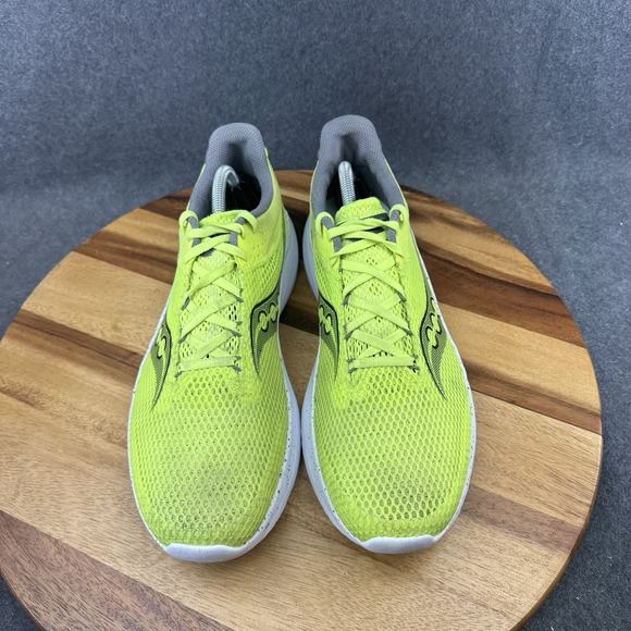 Saucony Kinvara 14 Shoes Mens 11 Neon Green Mesh Lightweight Running Sneakers - Picture 5 of 11